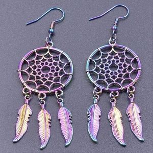 COPY - Beautiful rainbow dream catcher dangle earrings.